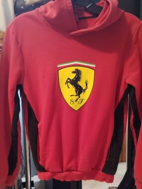 Ferrari +Puma Red Boys Hoodie with Ferrari Shield Logo 11-12Y